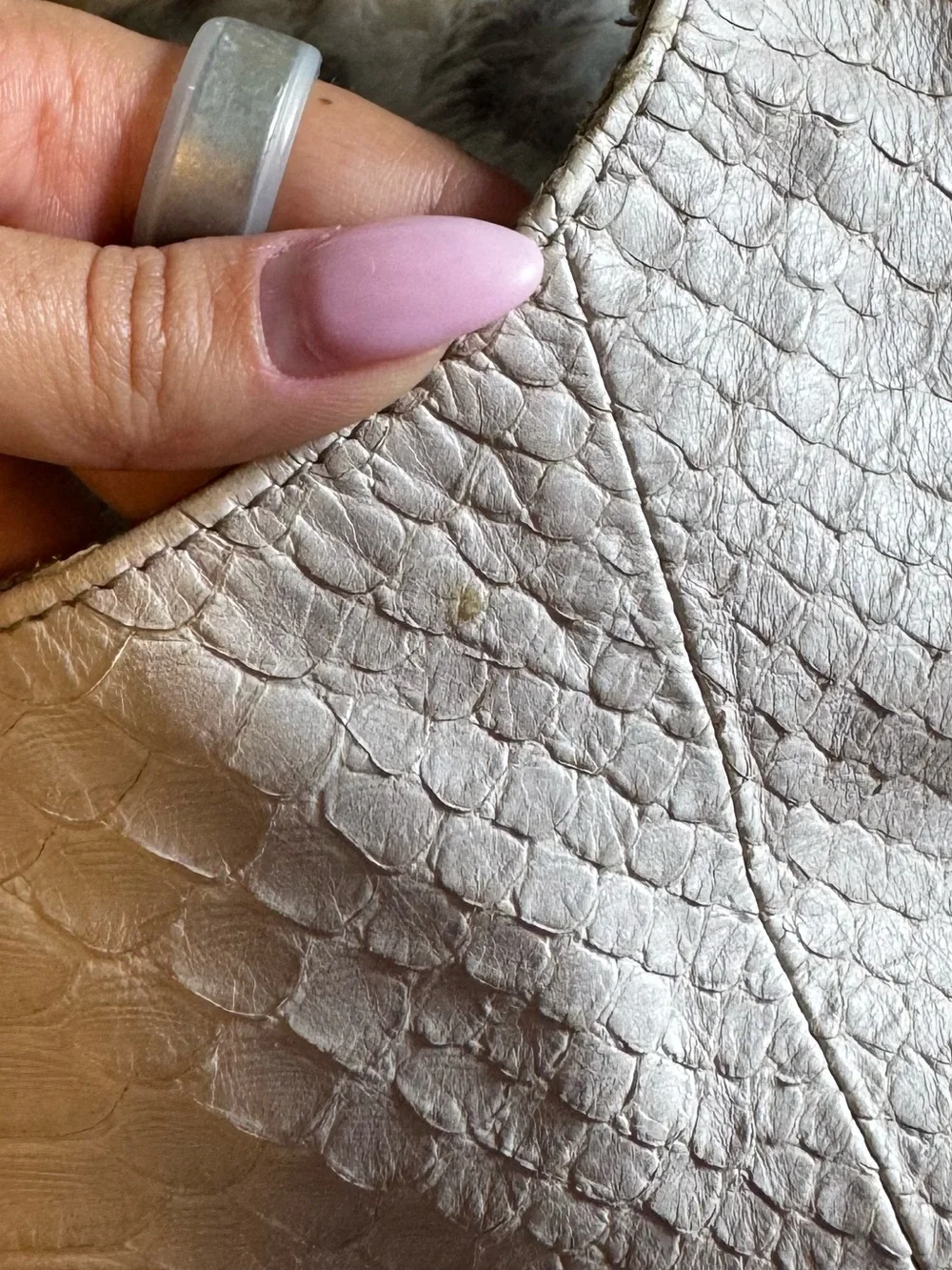 Large Vintage Furla Croc Embossed Leather Bag